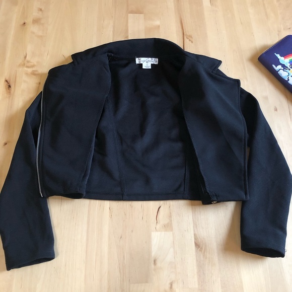 Knitworks Black Moto Jacket Girls Sz 10 - Picture 2 of 7